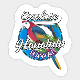 Honolulu Hawaii travel logo. Sticker